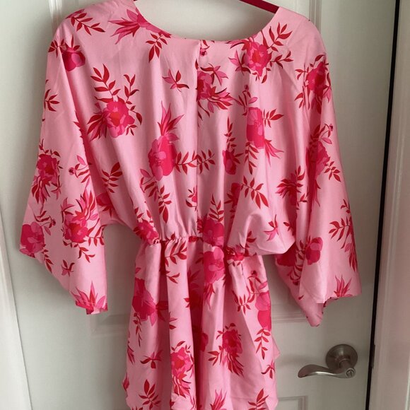 Boho Floral Ruffle Pink Mini Dress (SM) - Picture 7 of 8